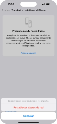 Pulsa Restablecer ajustes de red.