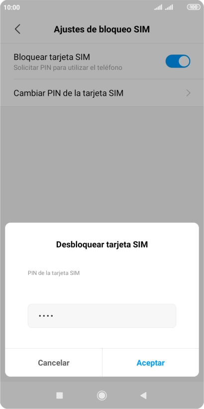 Introduce tu código PIN y pulsa Aceptar.