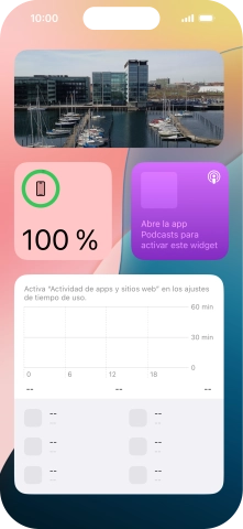 Desliza el dedo hacia arriba o hacia abajo por la pantalla para ver más widgets.