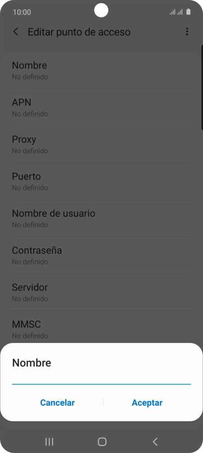 Introduce Vodafone Internet y pulsa Aceptar.