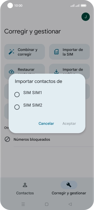 Pulsa la tarjeta SIM deseada.