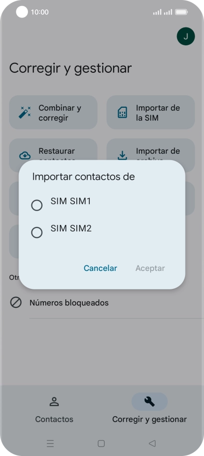 Pulsa la tarjeta SIM deseada.