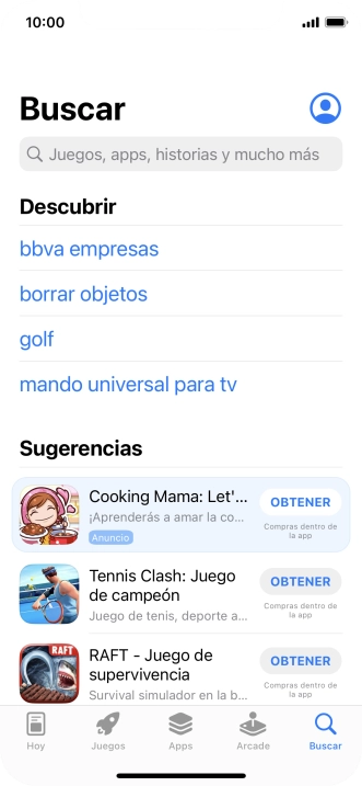 Pulsa en el campo de búsqueda e introduce el nombre o el tema de la app deseada.