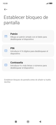 Pulsa el código de seguridad deseado.