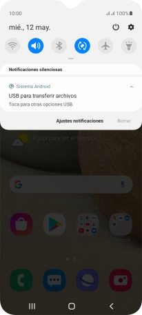 Pulsa Toca para otras opciones USB..