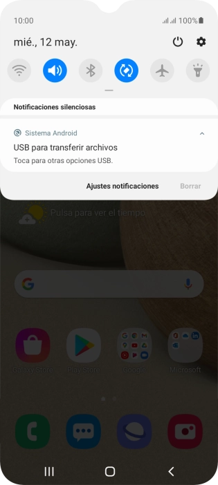 Pulsa Toca para otras opciones USB..