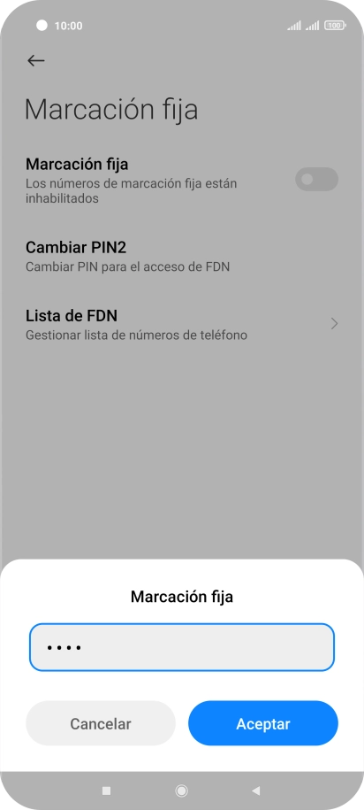 Introduce el código PIN2 y pulsa Aceptar.