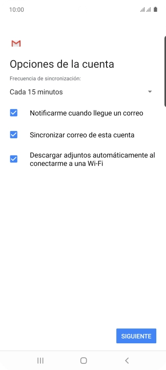 Si aparece en la pantalla esta imagen, tu cuenta de correo electrónico ha sido reconocida y configurada automáticamente. Sigue las indicaciones de la pantalla para introducir más información y terminar la configuración.