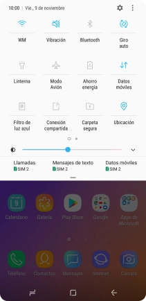 Pulsa el icono de datos móviles para activar o desactivar la función.
