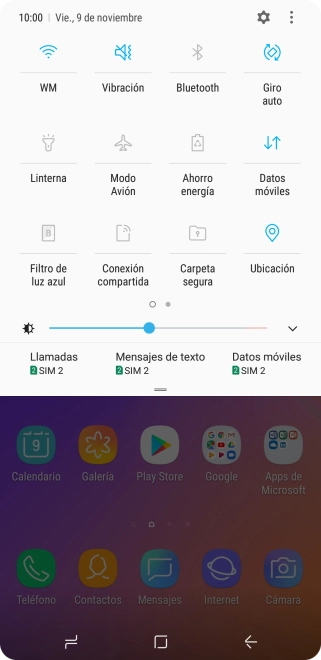 Pulsa el icono de datos móviles para activar o desactivar la función.