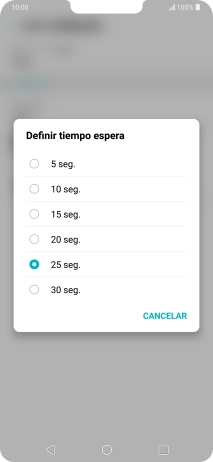 Si desvías las llamadas perdidas, tendrás que seleccionar un retardo para el desvío: Pulsa la opción deseada para seleccionar el retardo del desvío de llamadas.