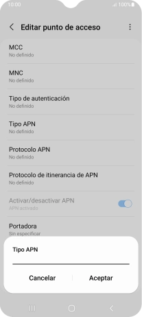 Introduce default y pulsa Aceptar.