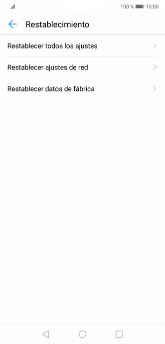 Pulsa Restablecer datos de fábrica.