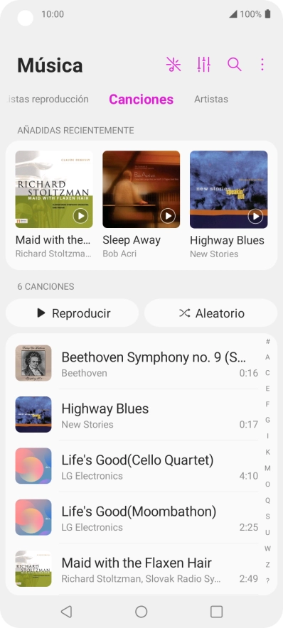 Pulsa el archivo de música deseado.