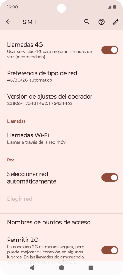Pulsa Nombres de puntos de acceso.