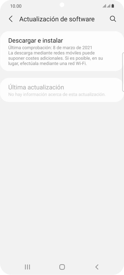 Pulsa Descargar e instalar. Si hay una versión de software nueva disponible, aparecerá ahora en la pantalla. Sigue las indicaciones de la pantalla para actualizar el software del teléfono.
