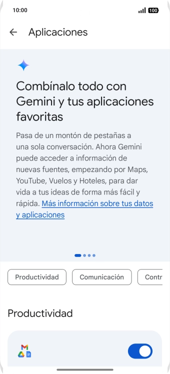 Pulsa el indicador junto a la extensión deseada para activar la función.
