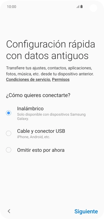 Pulsa el modo de transferencia deseado y sigue las instrucciones de la pantalla para transferir el contenido.