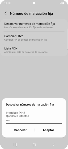 Introduce el código PIN2 y pulsa Aceptar.