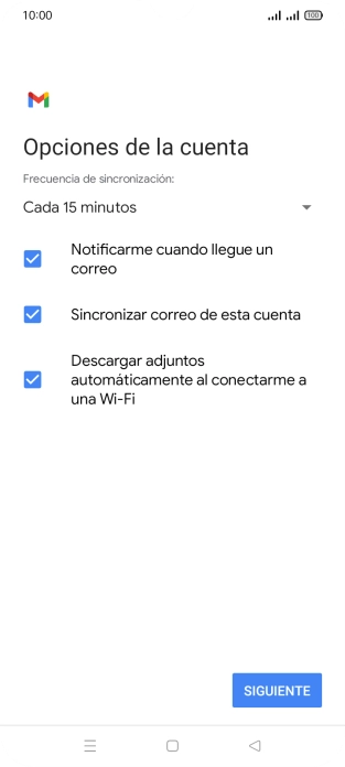 Si aparece en la pantalla esta imagen, tu cuenta de correo electrónico ha sido reconocida y configurada automáticamente. Sigue las indicaciones de la pantalla para introducir más información y terminar la configuración.