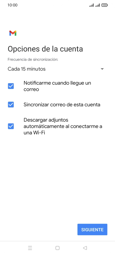 Si aparece en la pantalla esta imagen, tu cuenta de correo electrónico ha sido reconocida y configurada automáticamente. Sigue las indicaciones de la pantalla para introducir más información y terminar la configuración.