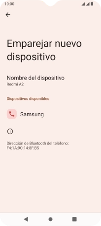 Pulsa el dispositivo Bluetooth deseado y sigue las indicaciones de la pantalla para vincular el dispositivo al teléfono.