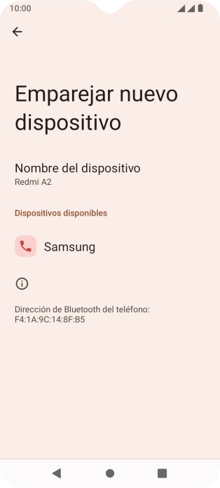 Pulsa el dispositivo Bluetooth deseado y sigue las indicaciones de la pantalla para vincular el dispositivo al teléfono.