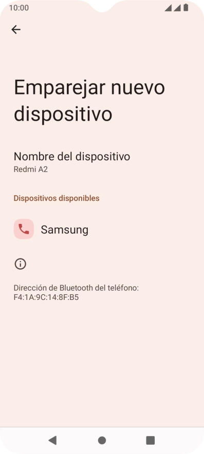 Pulsa el dispositivo Bluetooth deseado y sigue las indicaciones de la pantalla para vincular el dispositivo al teléfono.