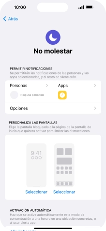 Pulsa Personas y sigue las indicaciones de la pantalla para seleccionar de qué contactos quieres recibir llamadas y notificaciones cuando No molestar está activado.