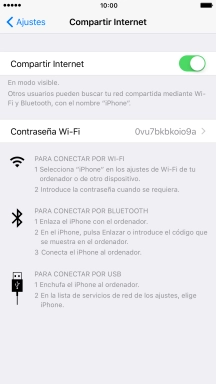 Pulsa Contraseña Wi-Fi e introduce una contraseña.