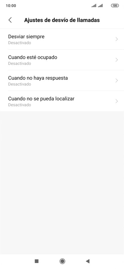 Pulsa el tipo de desvío deseado.