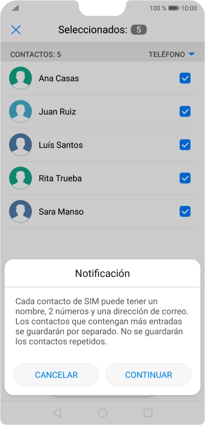 Pulsa CONTINUAR.