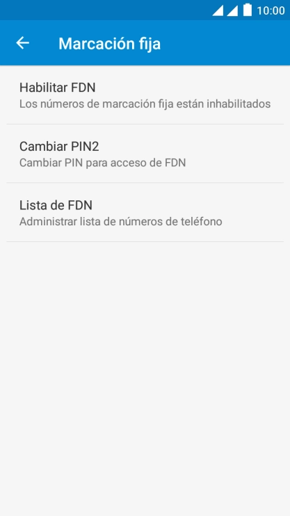 Pulsa Habilitar FDN para activar la marcación fija.