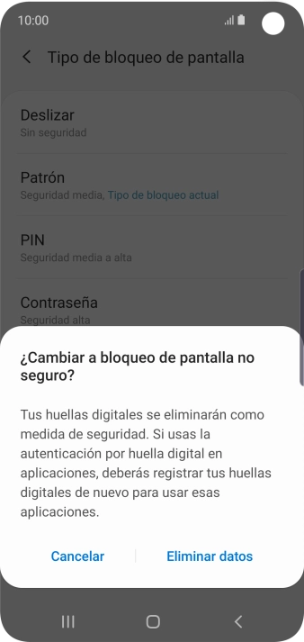 Pulsa Eliminar datos.