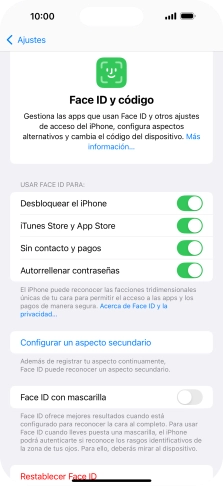 Pulsa  el indicador junto a los ajustes deseados para activarlos o desactivarlos.