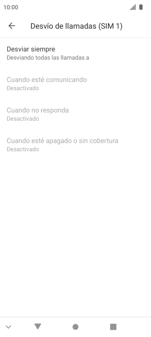 Pulsa el tipo de desvío deseado.