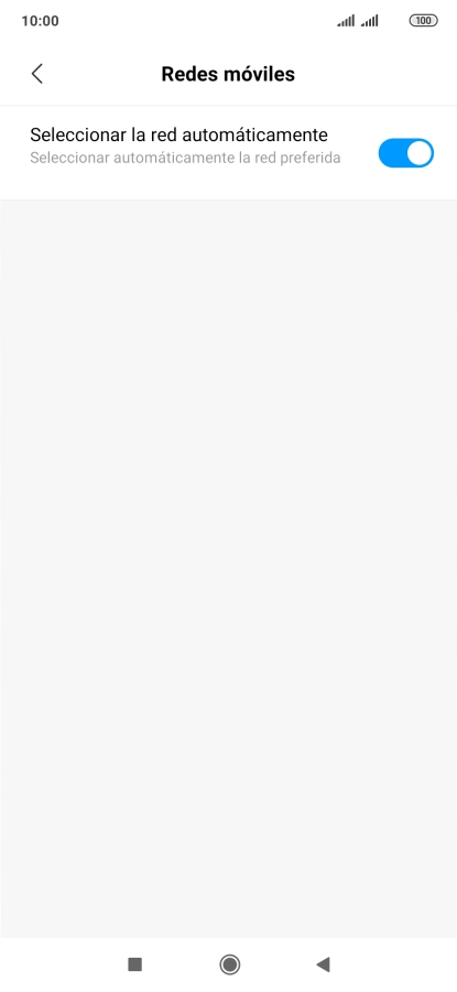 Si quieres seleccionar la red de forma manual, pulsa el indicador junto a 
