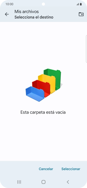 Si deseas crear una nueva carpeta, pulsa el icono de nueva carpeta y sigue las indicaciones de la pantalla para crearla.