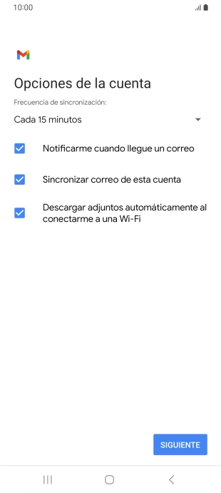 Si aparece en la pantalla esta imagen, tu cuenta de correo electrónico ha sido reconocida y configurada automáticamente. Sigue las indicaciones de la pantalla para introducir más información y terminar la configuración.