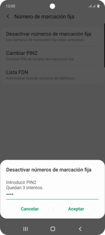 Introduce el código PIN2 y pulsa Aceptar.