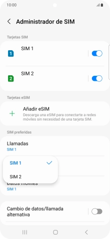 Pulsa la tarjeta SIM deseada.