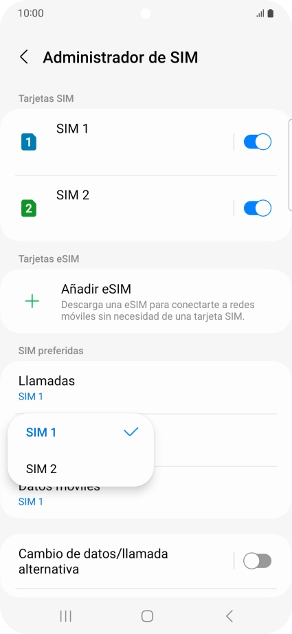 Pulsa la tarjeta SIM deseada.