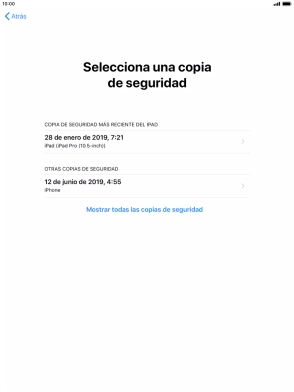 Pulsa la copia de seguridad deseada y espera mientras la tablet restaura el contenido anterior de la copia de seguridad seleccionada. Sigue a continuación las indicaciones de la pantalla para configurar la tablet y dejarla lista para su uso.