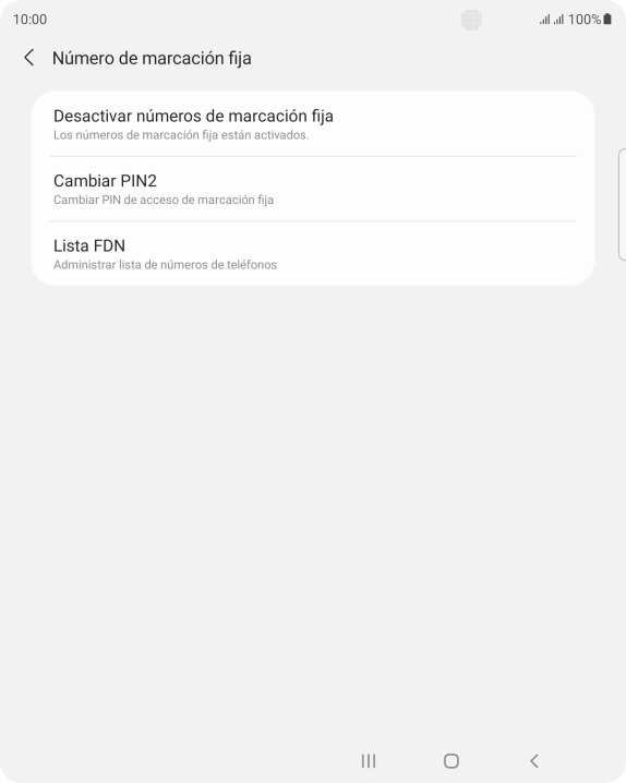 Pulsa Desactivar números de marcación fija.