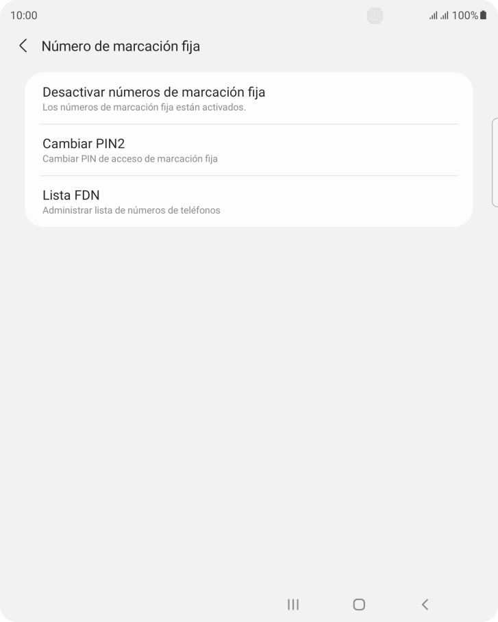 Pulsa Desactivar números de marcación fija.