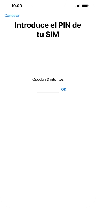 Si es necesario desbloquear la tarjeta SIM, introduce el código PIN y pulsa OK.