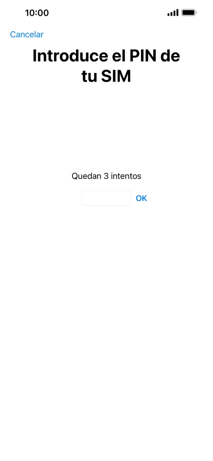 Si es necesario desbloquear la tarjeta SIM, introduce el código PIN y pulsa OK.