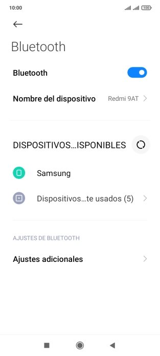 Pulsa el dispositivo Bluetooth deseado y sigue las indicaciones de la pantalla para vincular el dispositivo al teléfono.