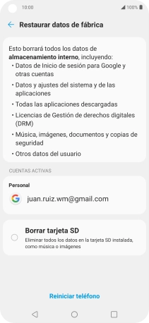 Pulsa Reiniciar teléfono.