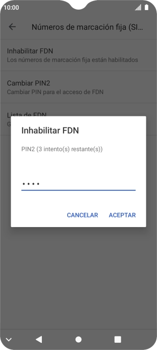 Introduce el código PIN2 y pulsa ACEPTAR.